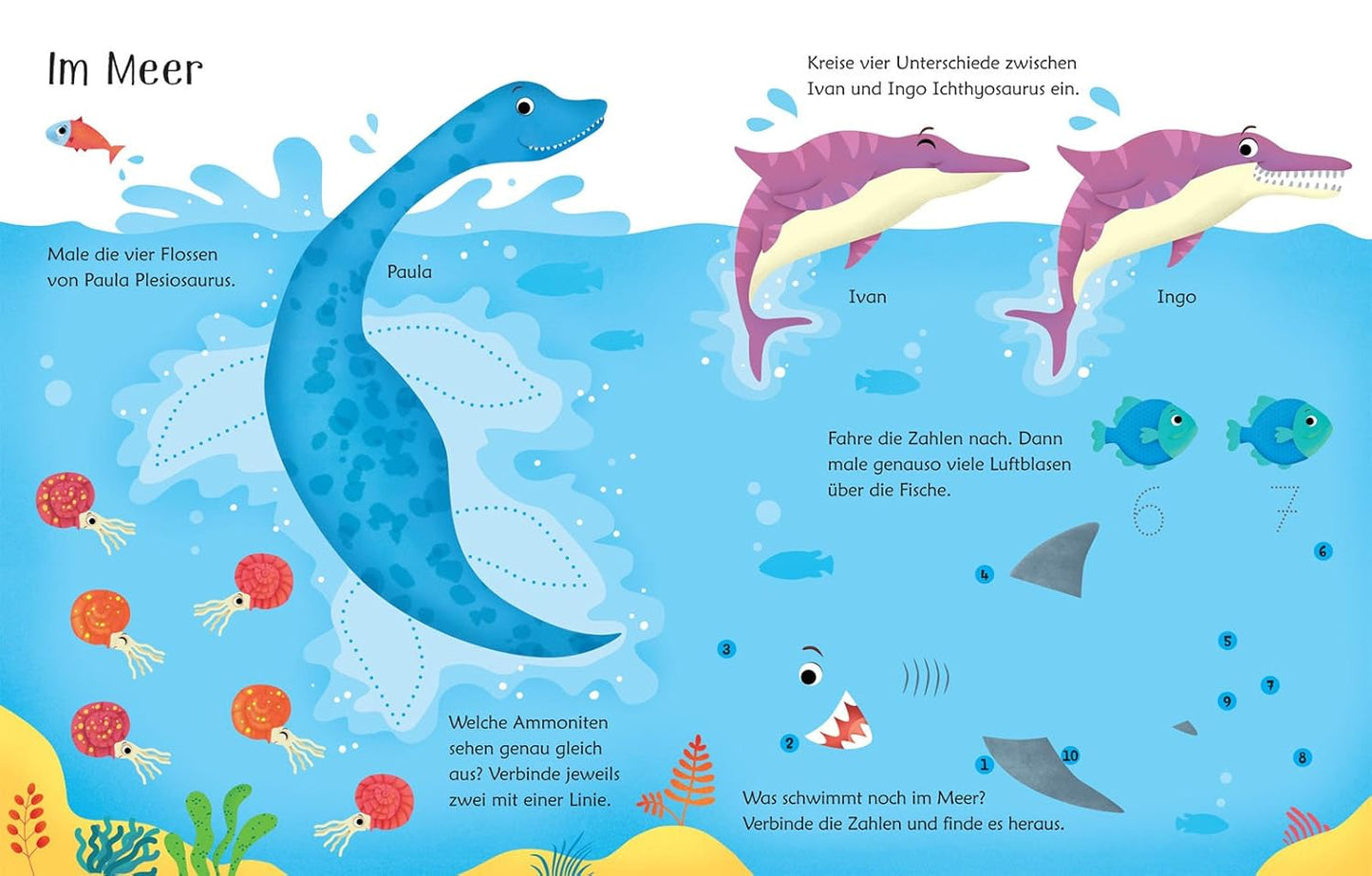 Libro: "Mein grosses wisch-und-weg-Buch: Dinosaurier". Actividades en alemán
