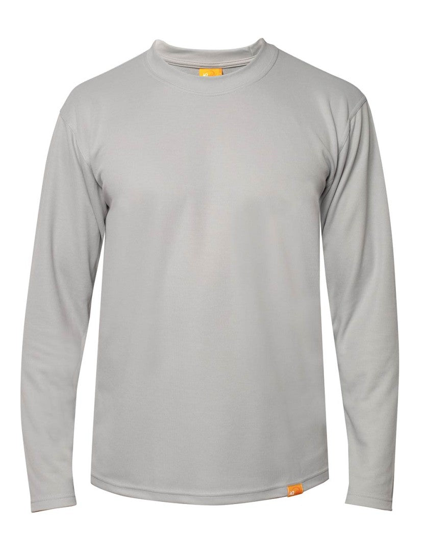 Polera Color Gris manga larga de vestir corte recto hombre con filtro solar UPF 50+ marca iQ