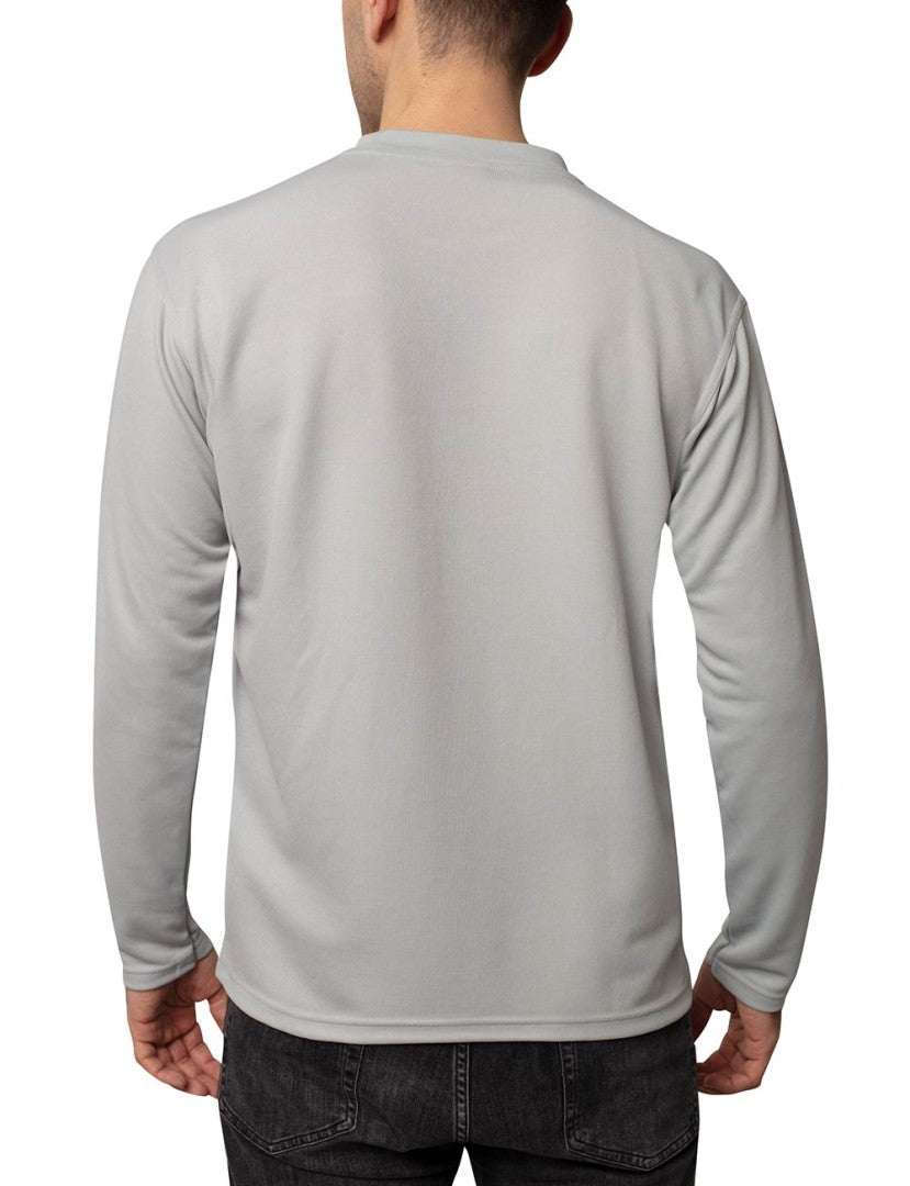 Polera Color Gris manga larga de vestir corte recto hombre con filtro solar UPF 50+ marca iQ