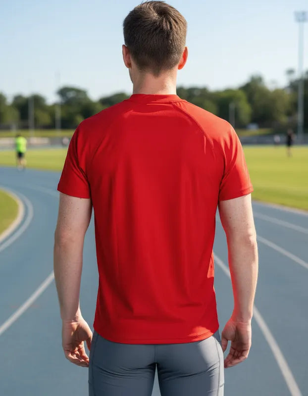 Polera roja manga corta corte recto Hombre con filtro solar UPF 300+ marca iQ