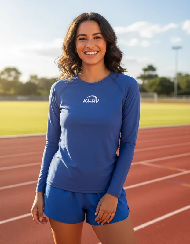 Polera manga larga corte recto mujer con filtro solar UPF 300+ marca IQ