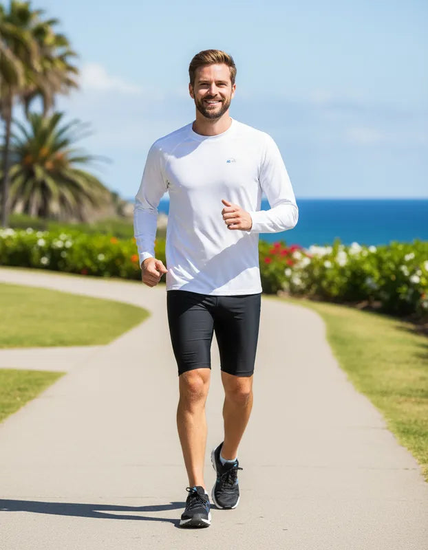 Polera manga larga corte recto hombre con filtro solar UPF 300+ marca IQ