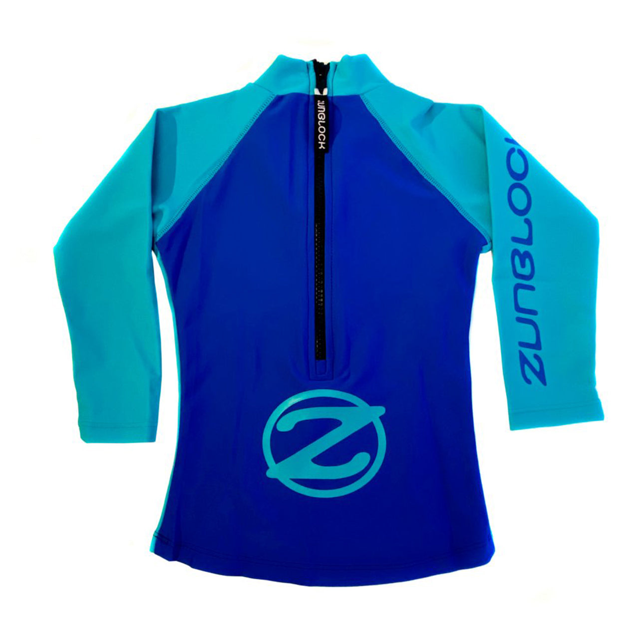 Traje de baño polera m.larga+pantalón ¾ azul/esmeralda UPF 50+ marca Zunblock