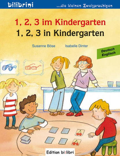 "1,2,3 Kindergarten-1,2,3 el jardín infantil". Cuento bilingüe. Diferentes idiomas.