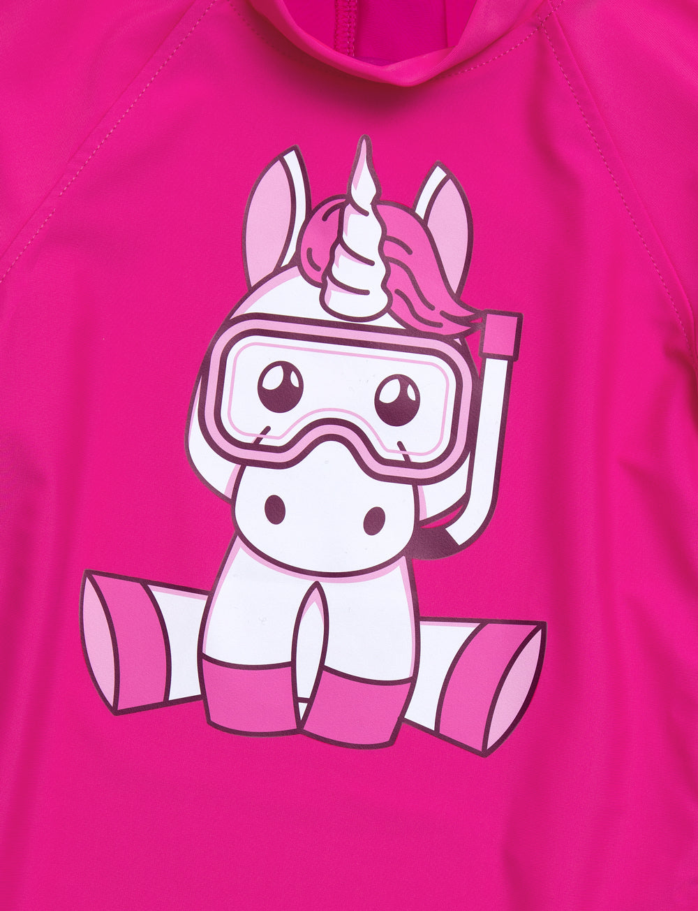 Polera infantil manga corta diseño unicornio con filtro solar UV 300+ marca IQ