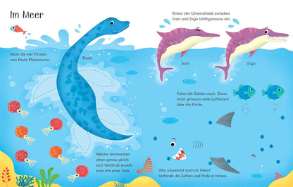 Libro: "Mein grosses wisch-und-weg-Buch: Dinosaurier". Actividades en alemán