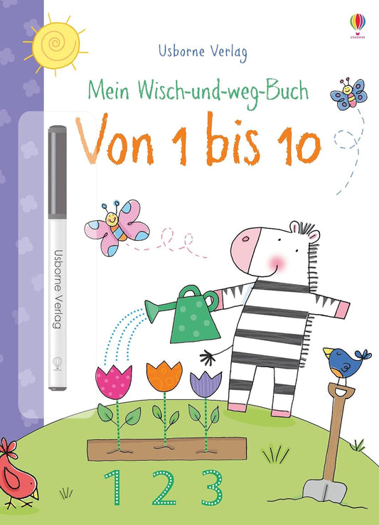 Libro de actividades alemán "Mein grosses wisch-und-weg-buch: von 1 bis 10" - "borra y cuenta del 1 al 10"