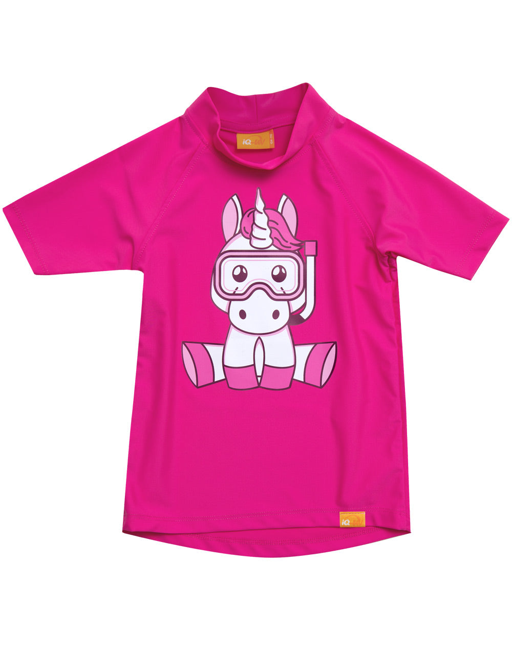 Polera infantil manga corta diseño unicornio con filtro solar UV 300+ marca IQ