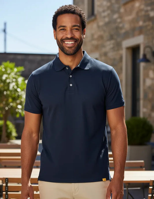 Polera manga corta de vestir corte recto hombre con filtro solar UPF 50+ marca IQ