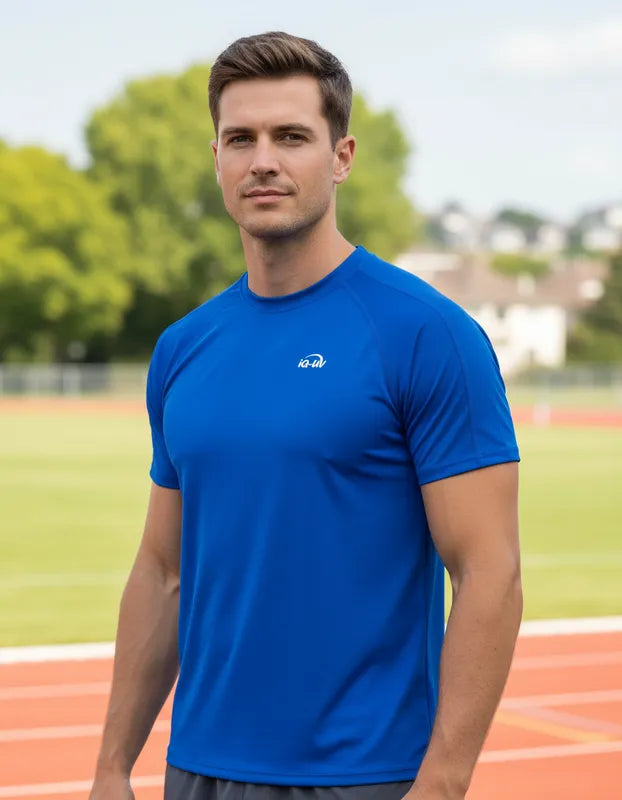 Polera Rojo o Azul manga corta corte recto Hombre con filtro solar UPF 300+ marca iQ