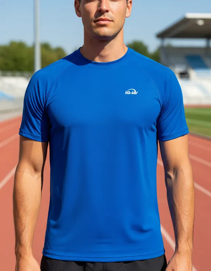 Polera Rojo o Azul manga corta corte recto Hombre con filtro solar UPF 300+ marca iQ