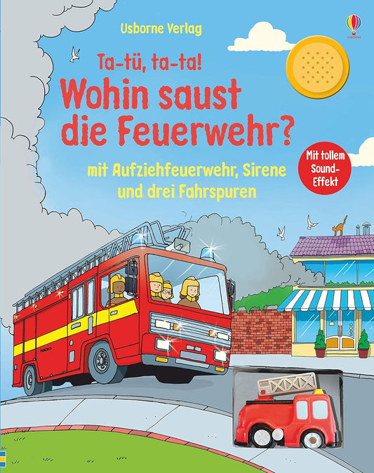 Libro puzzle didactico alemán "ta-tü,ta-ta ! wohin saust die feuerwehr?" - "ta-tu, ta-ta! donde van los bomberos?"